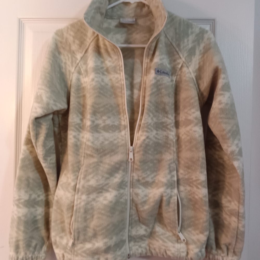 Columbia Light Green Patterned Fleece Jacket